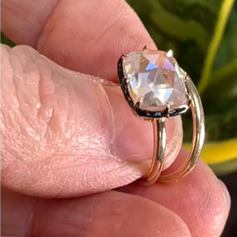 •Sold• 14k 3.5ct cushion briolette Cut Moissanite Ring - Picture 2 of 8